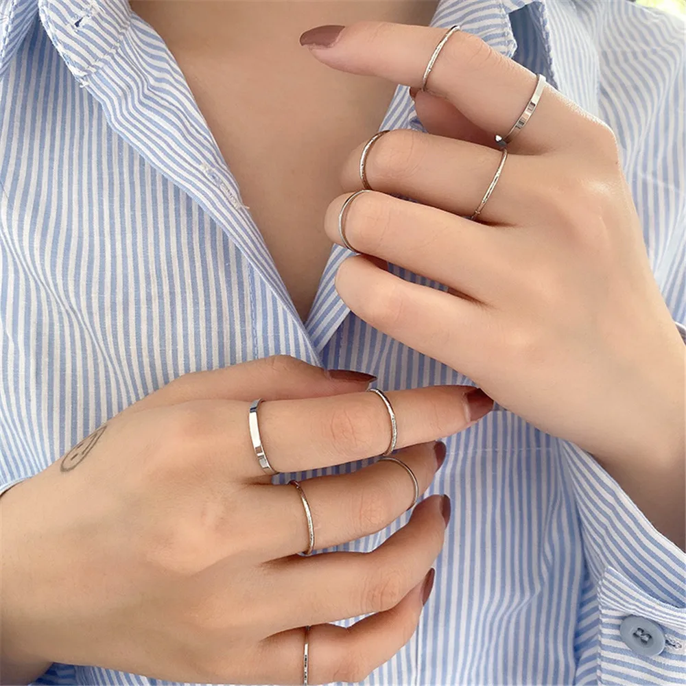 

10-piece set of Korean simple atmosphere personalized index finger ring female wild net red joint ring explosive accessories