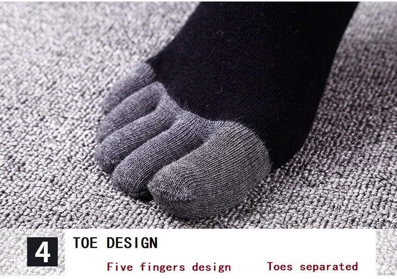 Качественная мужская осень зима хлопковые Дышащие носки с пальцами поглощения
