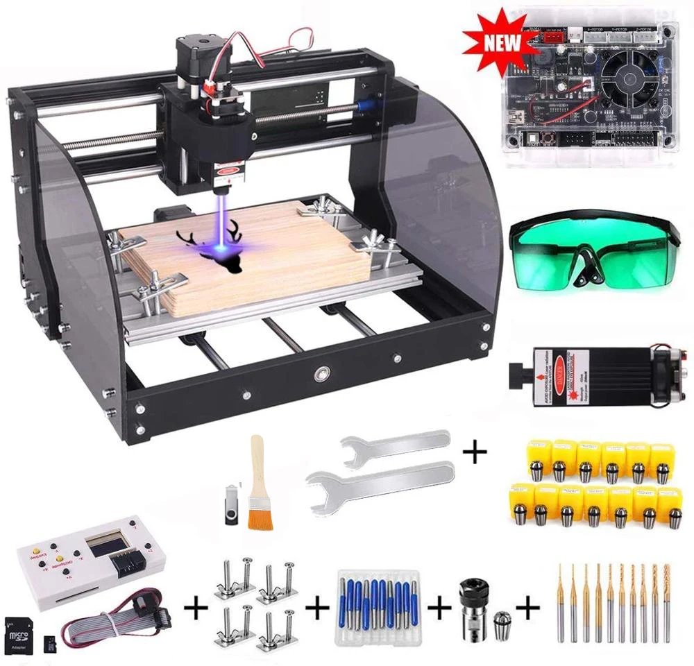 Обновление CNC 3018 Pro Max 15 Вт путем самостоятельного выбора между 3 оси аппарат для