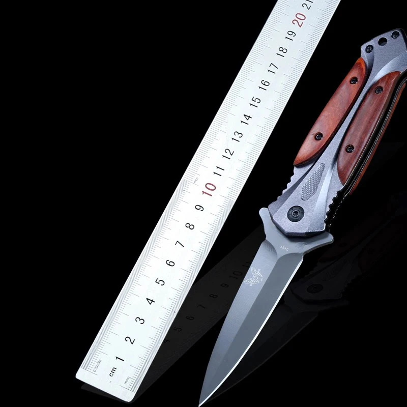 

Benchmade Folding Knife Wood Trim Handle Outdoor Sharp Self Defense Sabre Portable Pocket Knives EDC Life Saving Tool DJ69