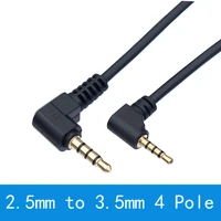 0 5m 1m 4 pole stereo 2 5mm to 3 5mm jack 90 right angled male to male audio adaptor cable cord