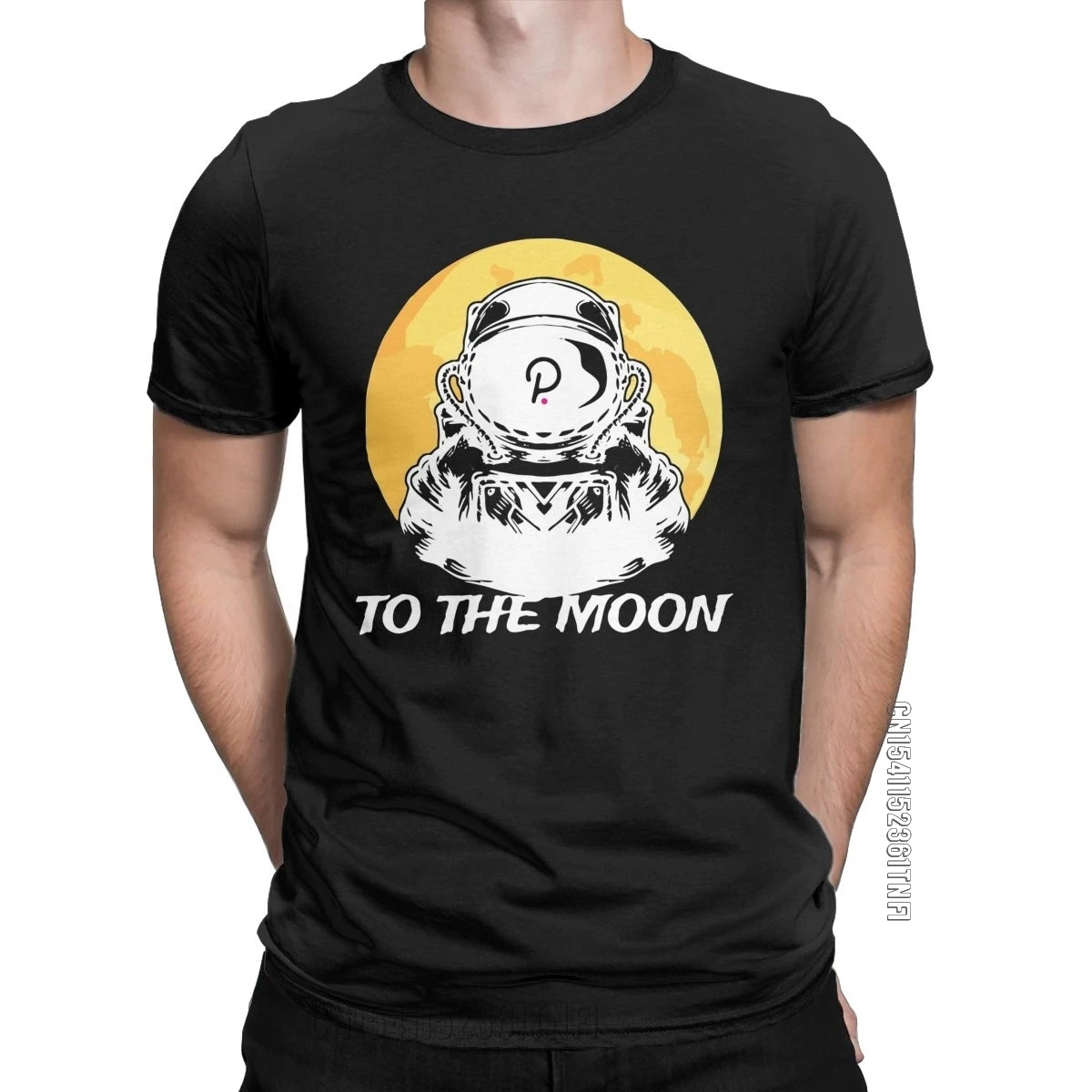 

Футболка Polkadot To The Moon мужская хлопковая, винтажная рубашка с круглым вырезом, классическая одежда большого размера с рисунком биткоина и ряби