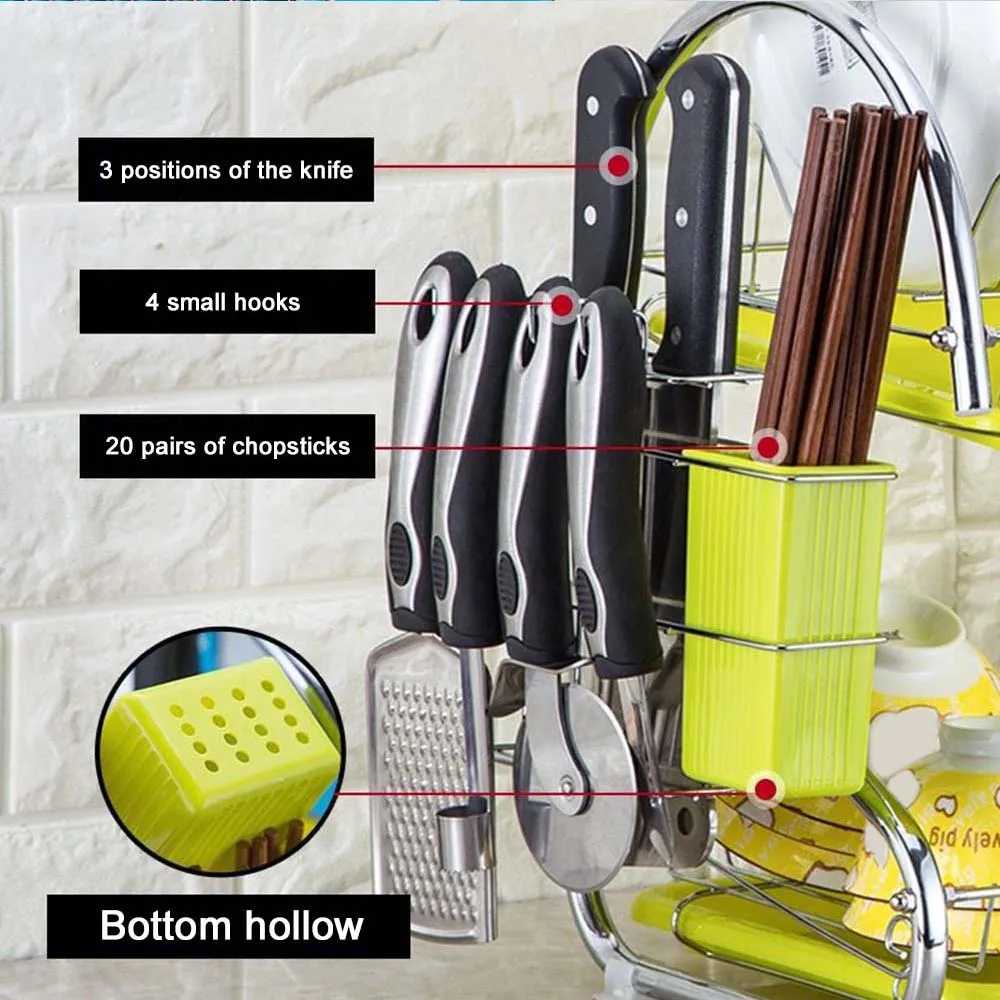 Набор посуды из нержавеющей стали 2 уровневый хромированный кухонный органайзер