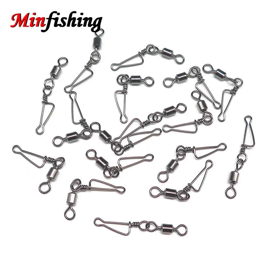 Minfishing 250 шт. Нержавеющая сталь рыболовный Вертлюг скользящий Три в одном