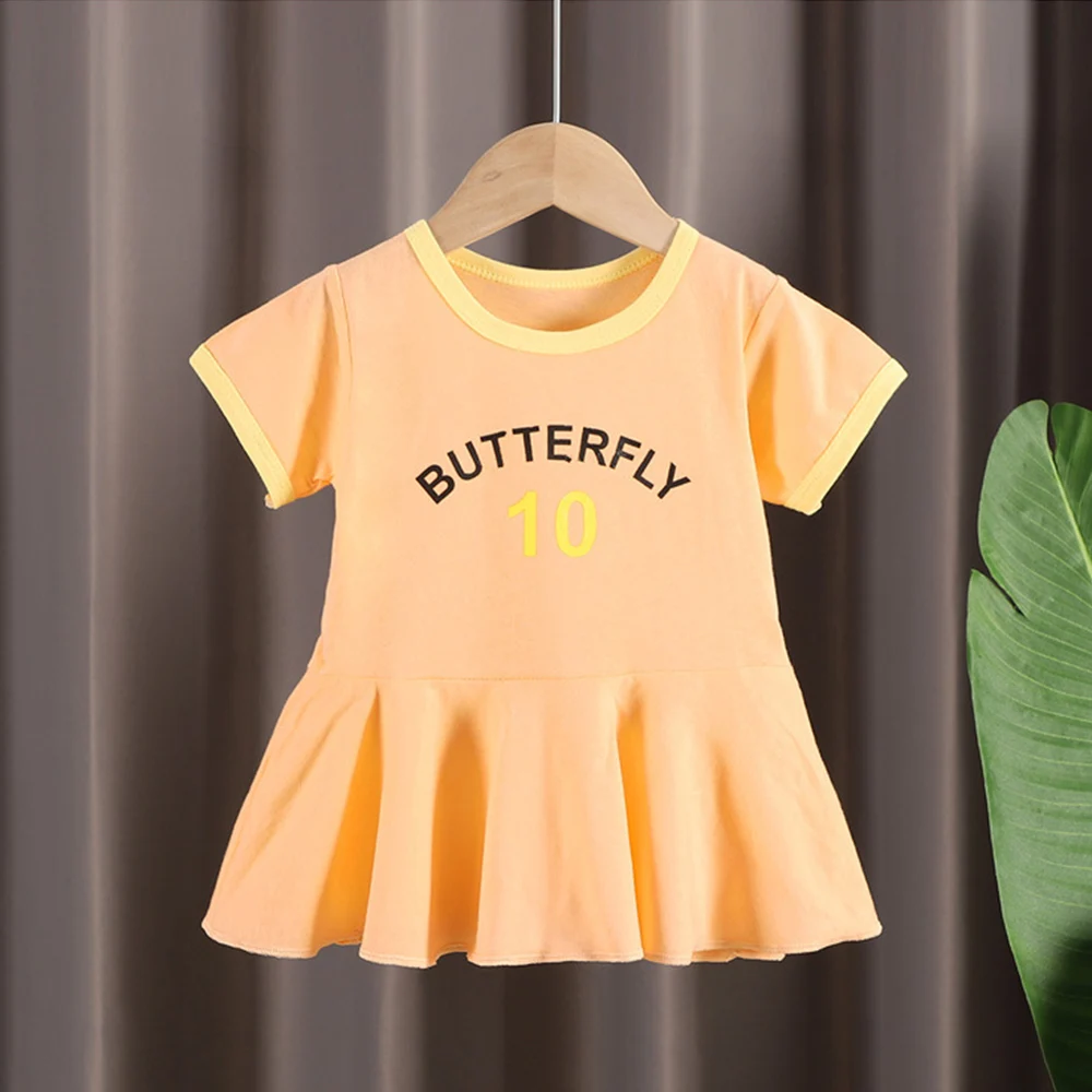 Летнее платье для девочек 2021 с буквенным принтом хлопковые костюмы принцессы на