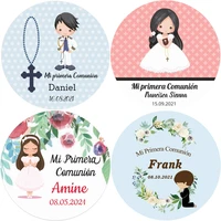 3 7 cm mi primera comunion sticker first holy name of the communion collection baptism customparty gift tag