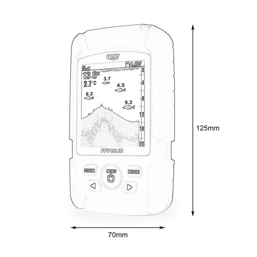 

Lucky FF718LiC-W Waterproof Fish Finder Monitor with LCD Colored Display Wireless Smart Sonar Sensor Fish Depth Alarm