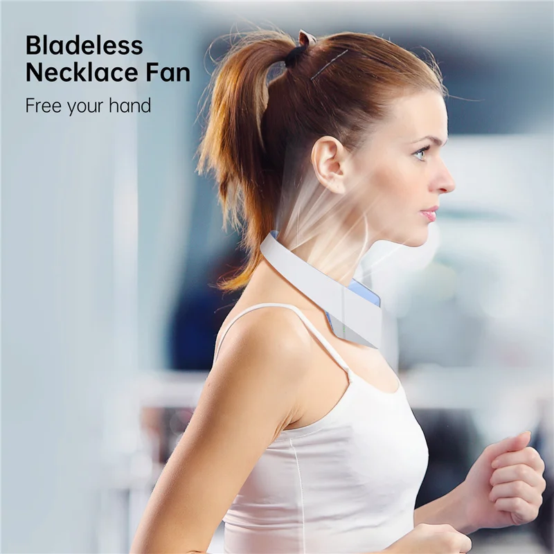 

Mini Bladeless Fan Neck Fan USB Rechargeable Fan Mute Sports Fans Leafless Hanging Neck Fans Air Cooler Wearable Neckband Fans