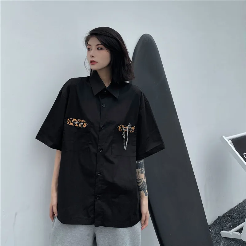 Для мужчин и женщин на пуговицах в стиле пэчворк с леопардовым принтом карманная