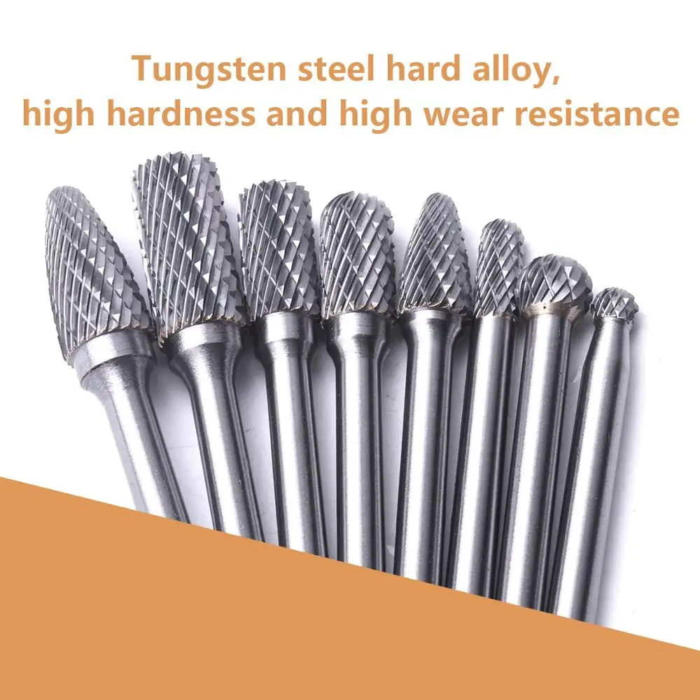 8 шт. 6 мм хвостовик двойной резки вольфрамовый Карбид набор роторных заусенцев