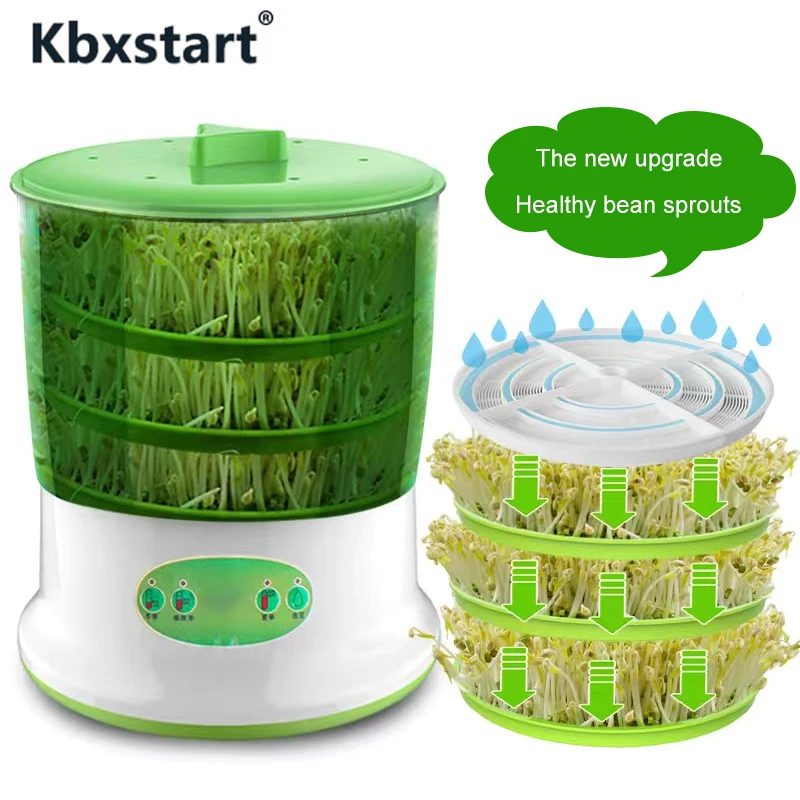 

220V 3 Layer Bean Sprouts Machine 3 Mode Automatic Homemade Bean Sprouts Seed Cereal Machine Thermostat Green Seeds Growing Tool