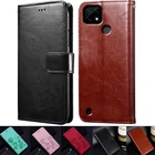 Роскошный кожаный чехол-книжка с подставкой и отделениями для карт для OPPO Realme C21