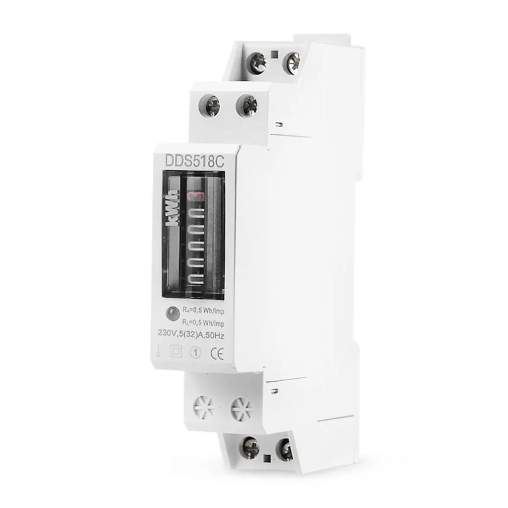 18mm Din Rail Single Phase Analog Counter Electricity Power Consumption Wattmeter Energy Meter Watt kWh 5-32A AC 230V | Инструменты