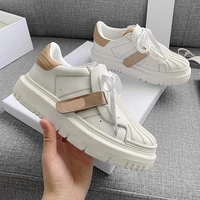 fashion color matchingbreathable net sneakers women low heel flat platform ladies lace up fashion luxury brand white shoes