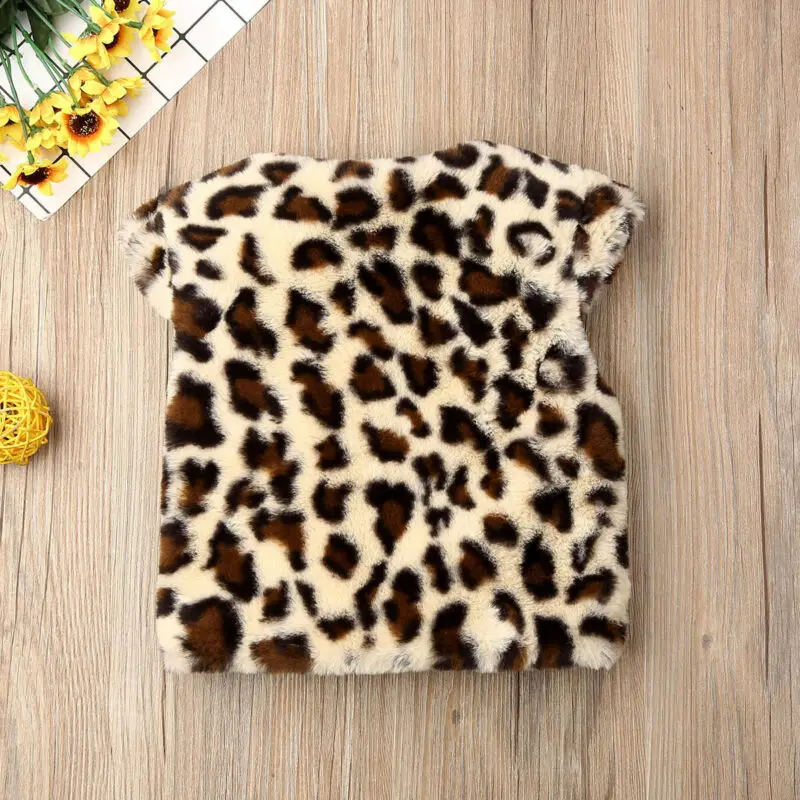 Cute Toddler Kids Baby Girl Warm Fuzzy Leopard Vest Fashion Sleeveless Coat Jacket Fur Waistcoat | Детская одежда и обувь