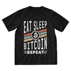Винтажная забавная футболка с биткоином Eat Sleep, Мужская новинка, футболка с коротким рукавом, хлопковая криптовалютическая футболка, крутая футболка, топы, подарок