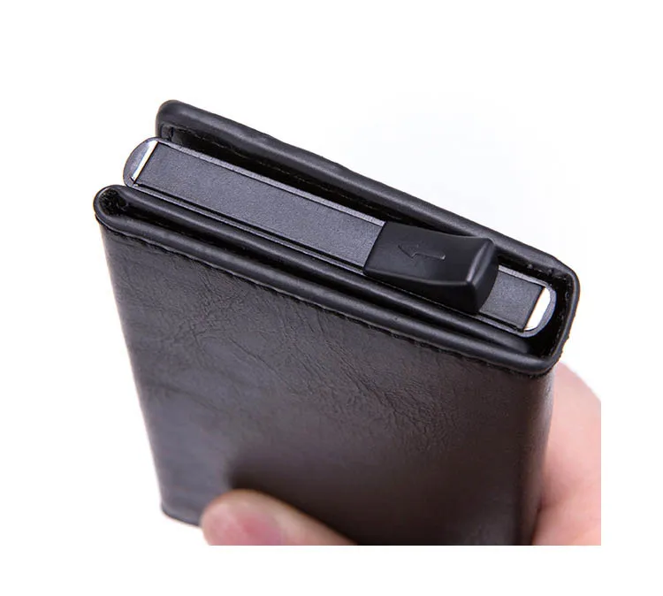 BISI GORO Противоугонный Rfid кредитный держатель для карт мужской кожаный металлический кошелек мужской кошелек для монет женский мини карбоновый чехол для ID карты на молнии