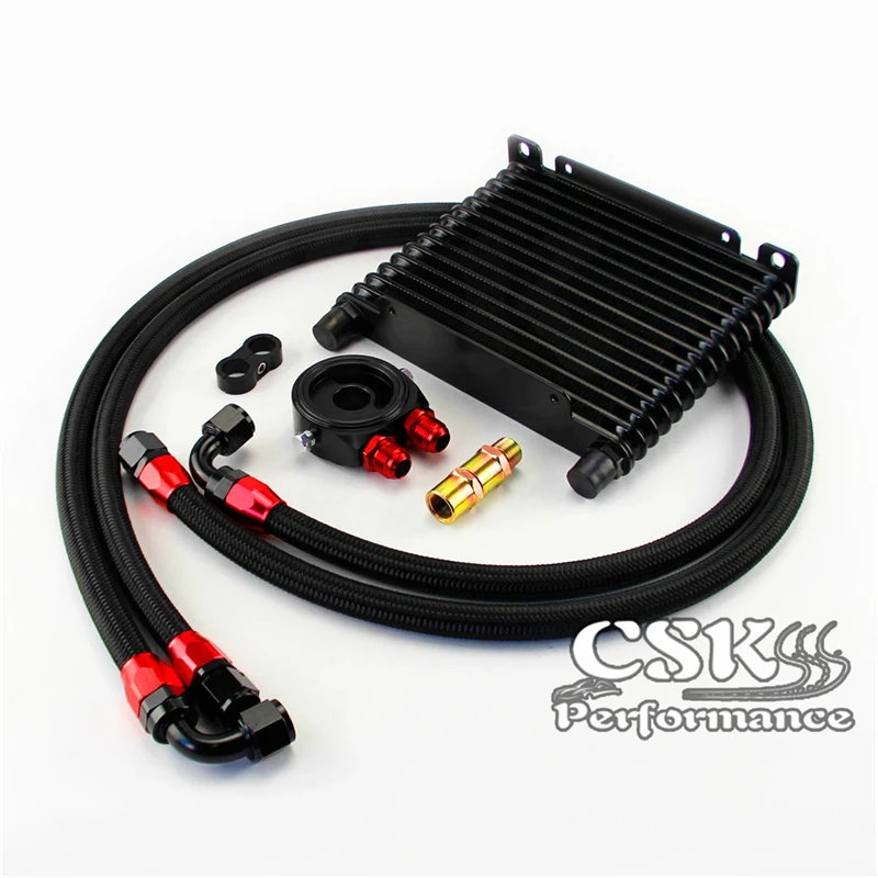 

Universal 15 Row AN10 Oil Cooler 260x175x32mm Kit For track / project / race Black