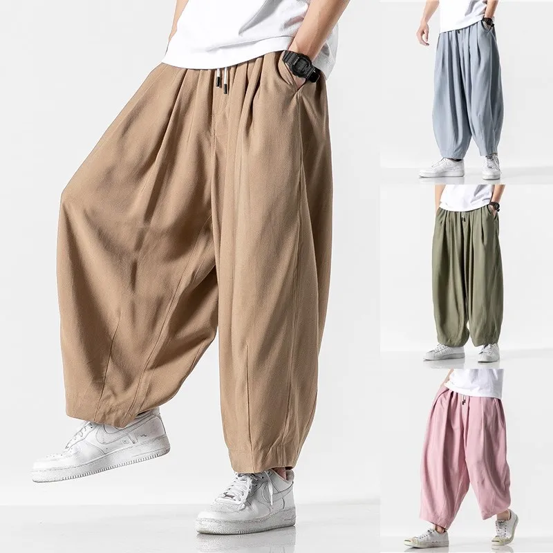 

Japanese Style Men Streetwear Kimono Harem Pants Vintage Oversized Pants Haori Leisure Fashion Harm Trousers Yukata Bottoms