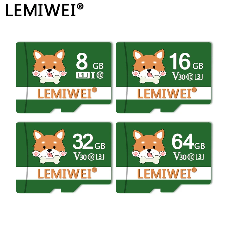 Флэш карта Lemiwei 64 ГБ мини камера для собак серии Pet 32 TF C10 V30 16 8 U1 сотового телефона