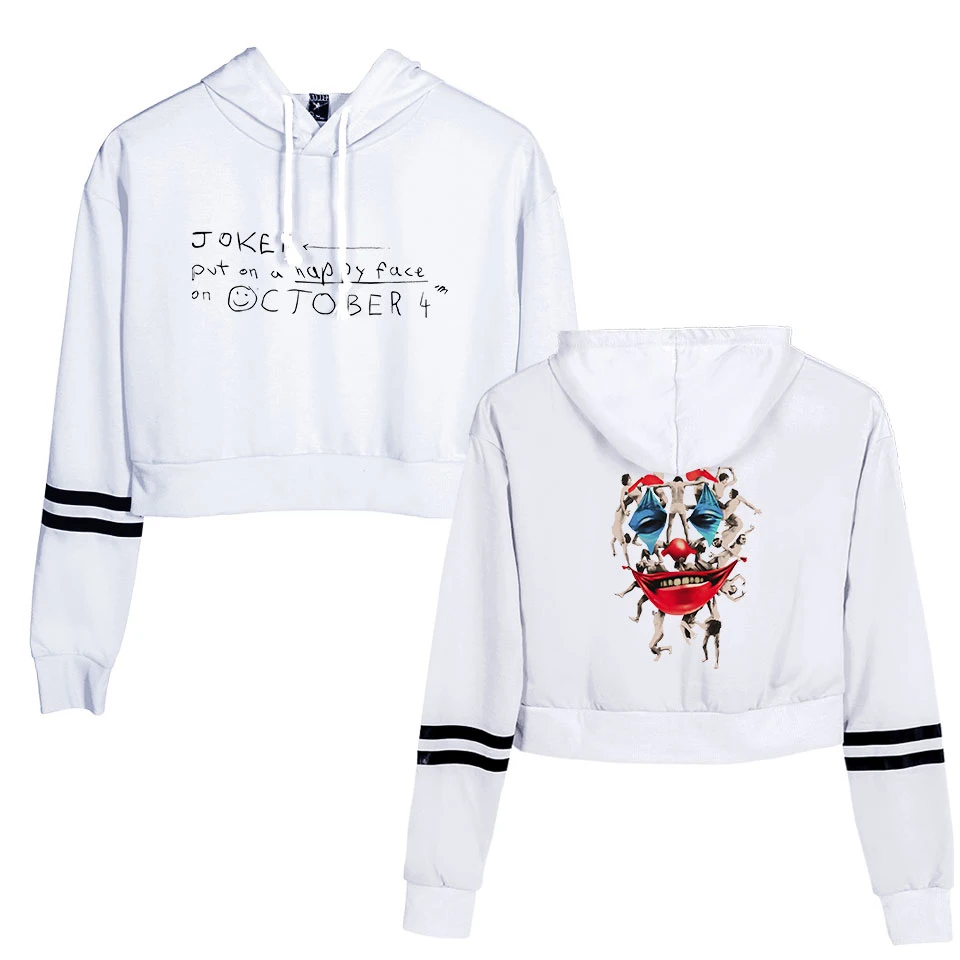 

joker Womens Autumn Hoodies Sweatshirt Korean Style harajuku Long Sleeve Pullover Cropped Top Hoodie Solid Sweatshirt