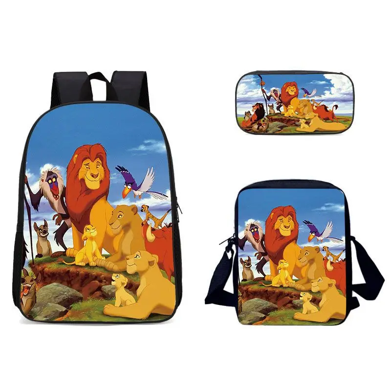 

3pcs The Lion King Backpack Suit Disney Cartoons Printing Shoulder Bags+Pencil Case Student School Supplies Book Bags Gifts