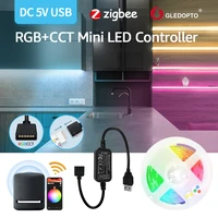 gledopto zigbee dc5v mini rgbcct smart led strip controller compatible with tuya smartthings appamazon echo plus voice control