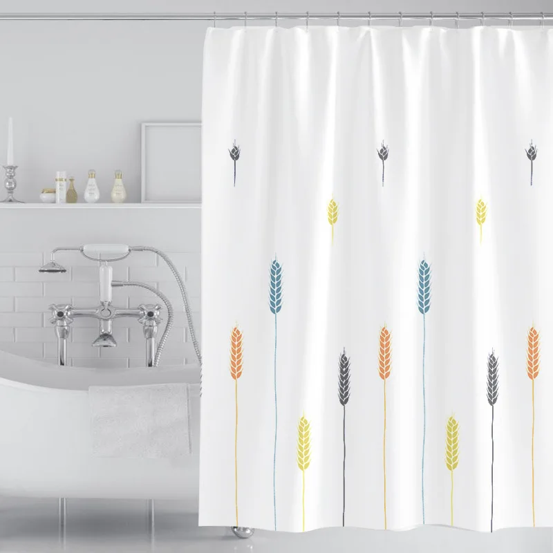 shower curtain waterproof polyester quick drying weighted hem shower curtains set for bathroom durable and washable with hooks free global shipping