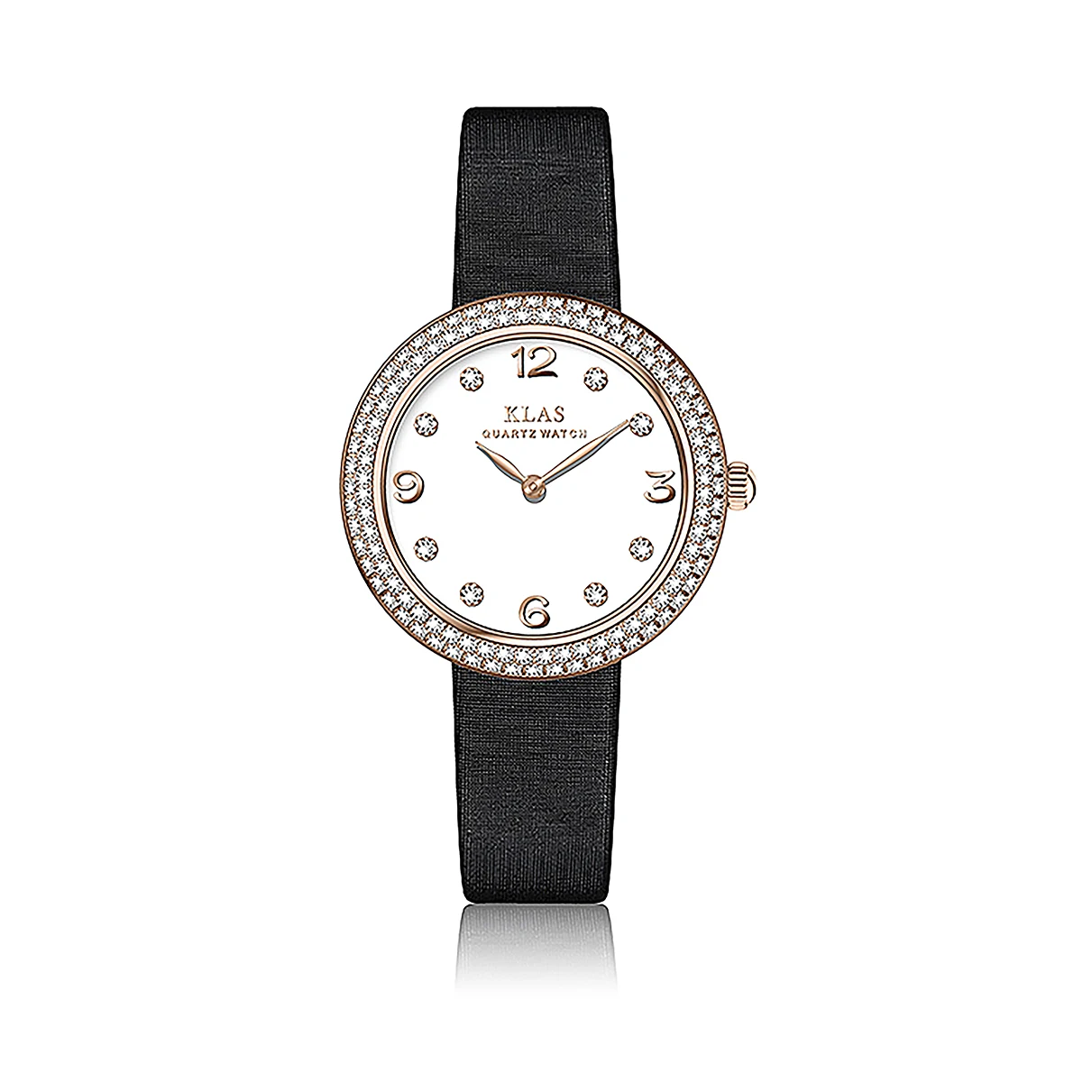 Ladies wrist watch case contains reflector ring 100 gems KLAS Brand enlarge