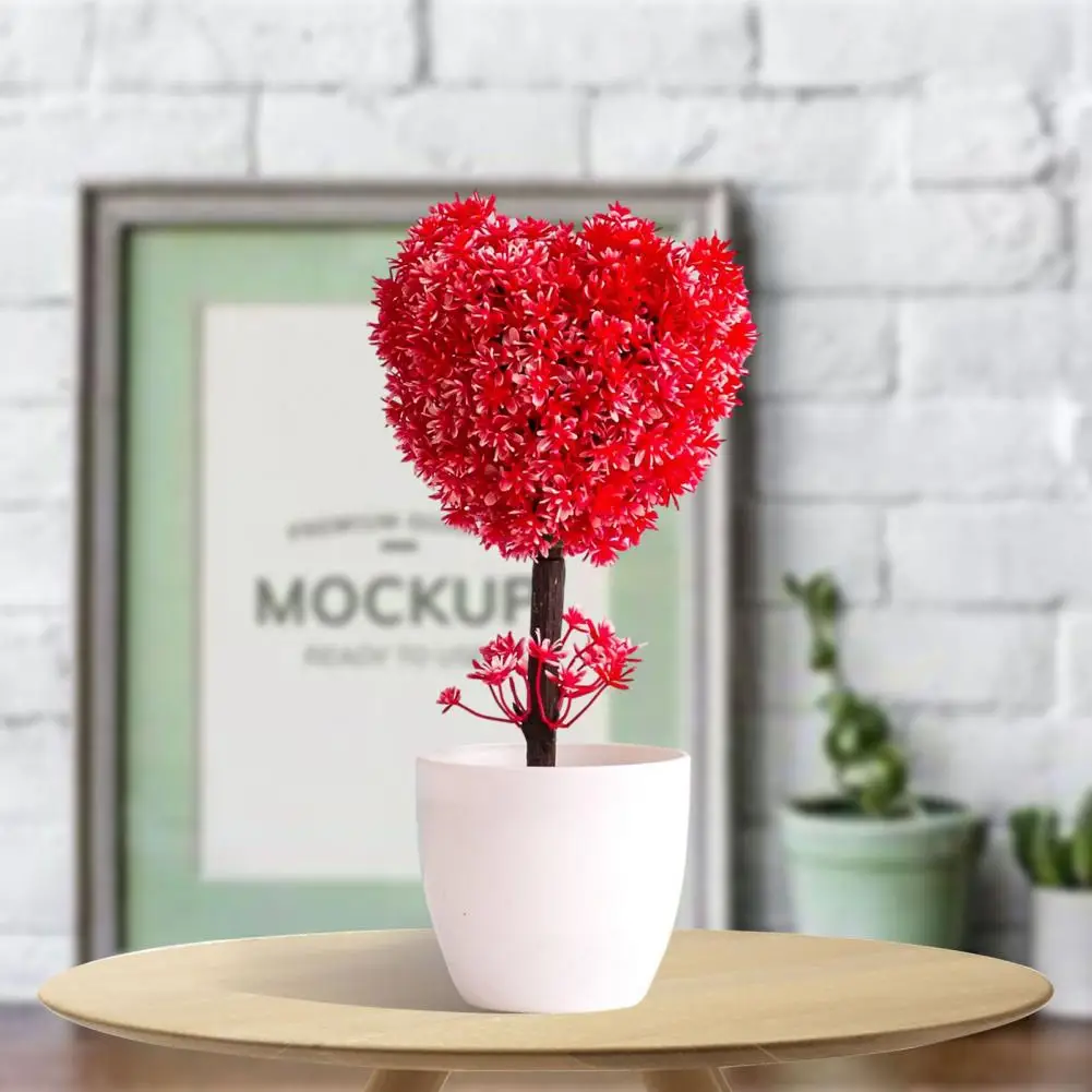

Fake Flower Plant Heart Shape Plum Blossom Plastic Patio Yard Simulated Flower Pot for Shelf Stand