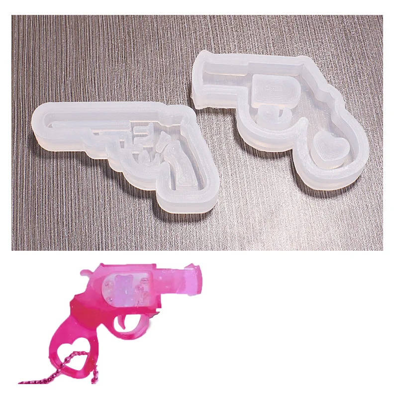 

Ins Korean Style Hamemade Cartoon Crystal Epoxy Resin Mold DIY Net Red Creative Toy Pistol Mirror Quicksand Silicone Mold