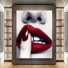 Эстетическая Картина на холсте с изображением красных губ в скандинавском стиле абстрактная стена художественные плакаты и принты Современная гостиная декоративные картины для дома