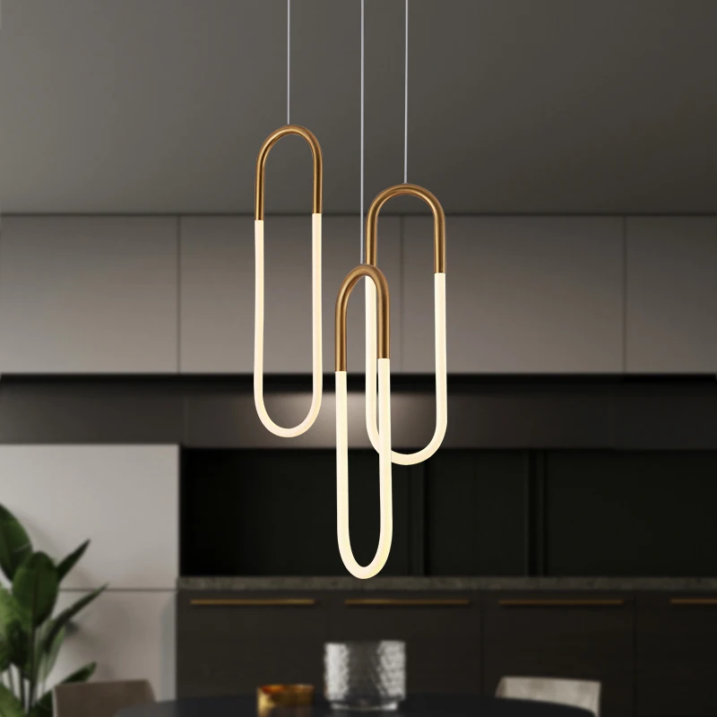 

Modern Iron Gold LED Pendant Lights Energy Saving Tube Lustre Luminaire Suspension Light Fixtures for Living Room Home Hanglamp