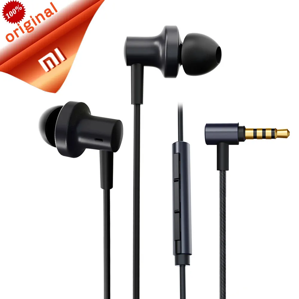 Оригинальные гибридные наушники Xiaomi, 2 двойных драйвера, проводное управление, наушники-вкладыши с микрофоном, шумоподавление, гибридные наушники 2