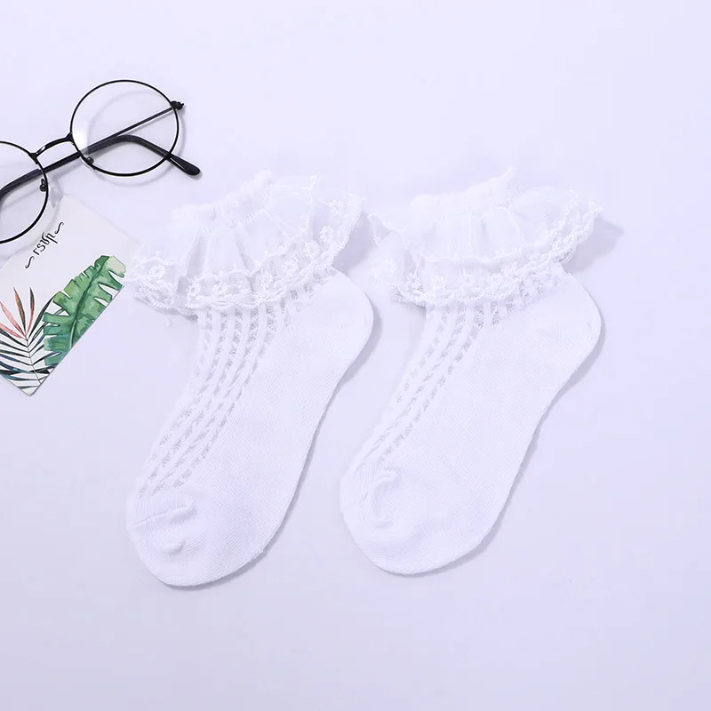 Детские кружевные носки 3 пары летние хлопковые короткие танцевальные для
