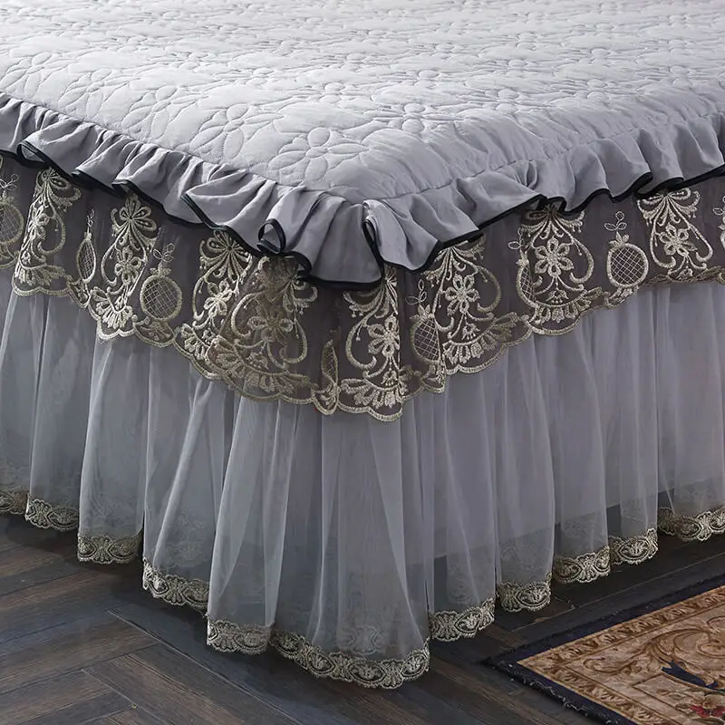 LeRadore роскошное утолщенное Королевское покрывало комплект с кружевной хлопковой