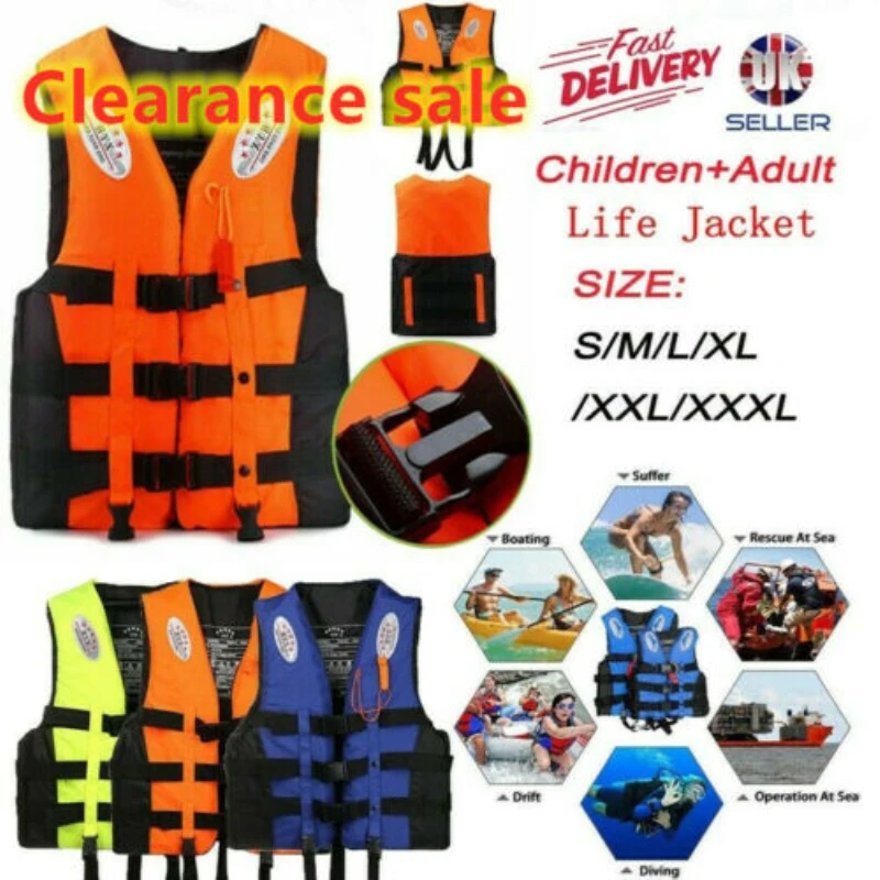 

Adult/Children Life Vest with Whistle reflective strips 300 D Polyester Oxford Cloth S-XXXL Sizes Aid Vest Water sports