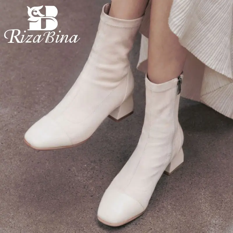 RizaBina/размер 31-43 новые женские ботильоны модная обувь на толстом каблуке