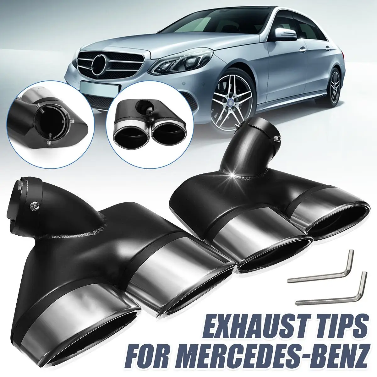 

Pair For Mercedes-Benz W211 E-Class E240 E280 E320 E350 E430 For AMG Car Exhaust Tip Stainless Steel Muffler Pipe EU-W21128020