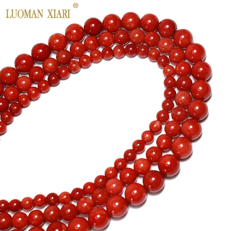 Оптовая Продажа AAA красный коралловый цвет камень круглый натуральный бусины для