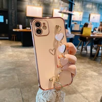 luxury cute wristband heart shaped plating silicone phone case for iphone 13 12 11 pro xs max xr 8 7 plus ultra thin soft cover