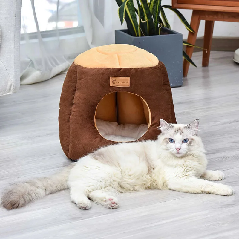 

Semi-enclosed Cat Nest Winter Warm Closed Pet Bed Deep Sleep Cat House Removable and Washable Cat Bed Pet Supplies