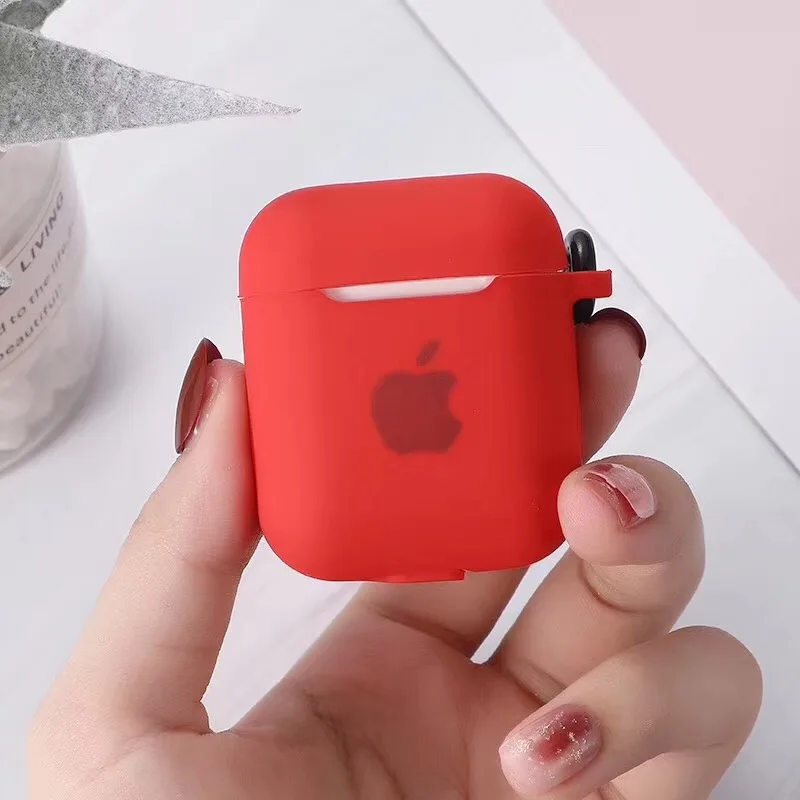 Чехол для Apple AirPods 2 1, чехол для наушников, аксессуары, мягкий чехол с милым логотипом, яркий цвет, чехол с крючками