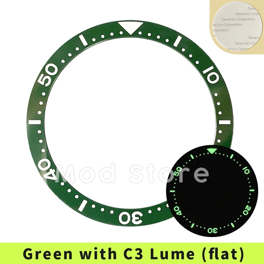 

NEW Popular SKX007/SRPD Mod Flat Ceramic Bezel Insert Green Color 38mm C3 Lume