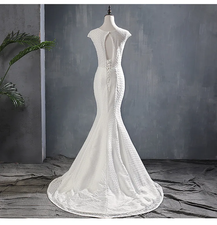

Wedding Dress 2020 Luxury O-neck Real Photo Court Train Lace Up Mermaid Wedding Dress Princess Luxury Vestido De Noiva
