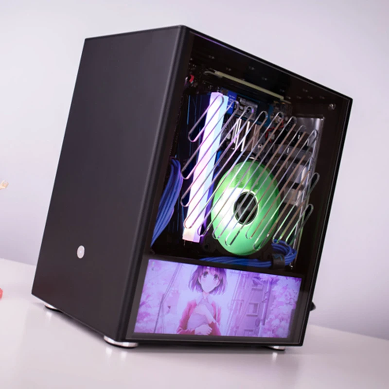 

HTPC Mini ITX A4 Chassis Game Computer Support Independent Graphics Card aluminum alloy chassis secondary screen