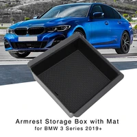armrest storage box for bmw 3 series g20 2019 2020 2021 interior center console organizer holder glove tray with mat