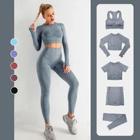 5 piece yoga sets women gym clothing tracksuit sport seamless running high waist fitness ropa deportiva mujer athletic wear