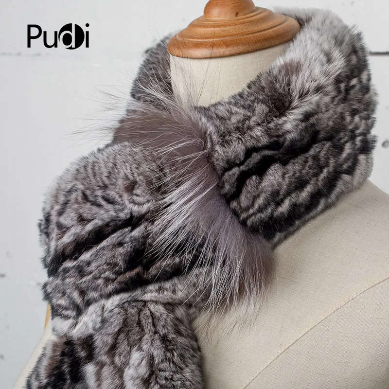

Aorice SF743 The New Women Winter Scarf Real Rabbit Fur Scarf Women Winter Scarves With Silver Fox FUR 2 Colors
