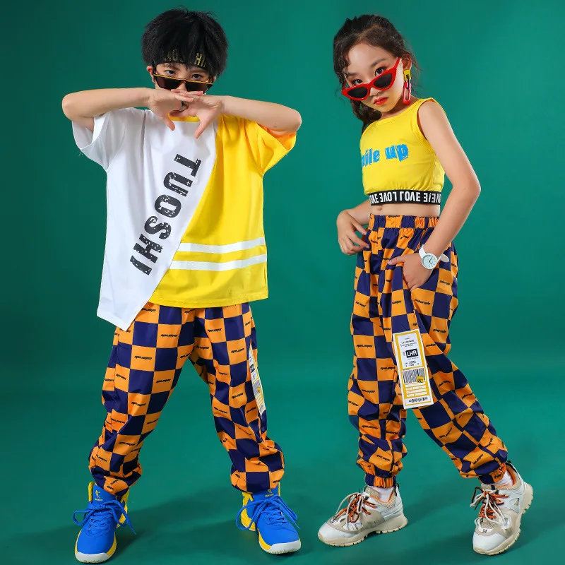 Детский костюм для уличного танца мальчиков и девочек в стиле хип хоп джазовых